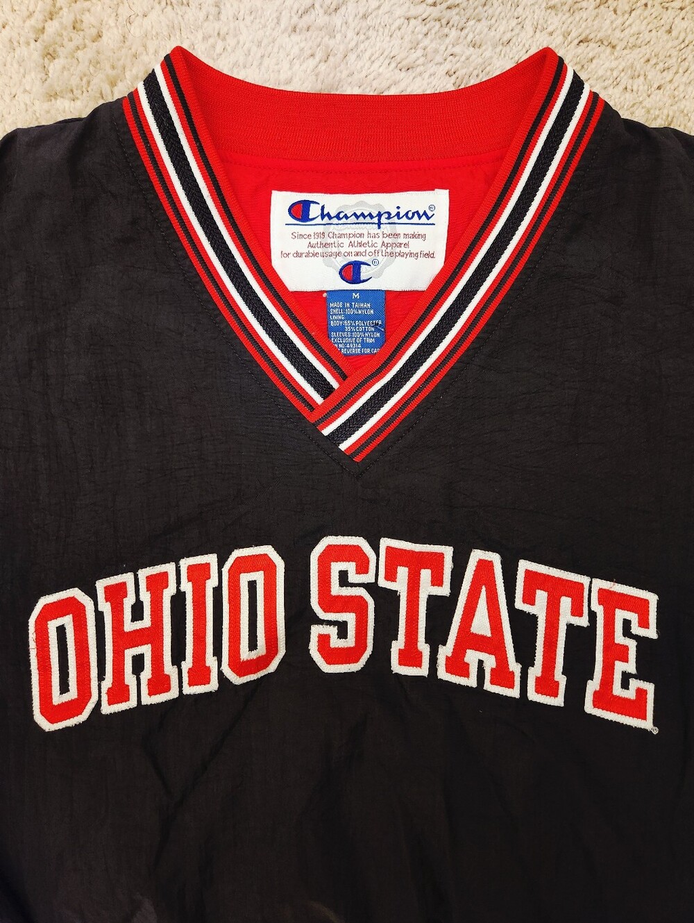 Champion Ohio State Black and Red Pullover Windbreaker